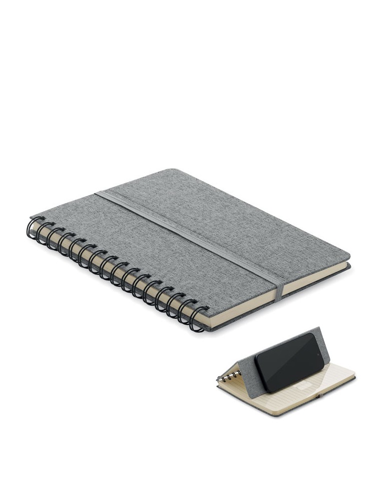 Cahier A5 avec support de téléphone publicitaire STRATA