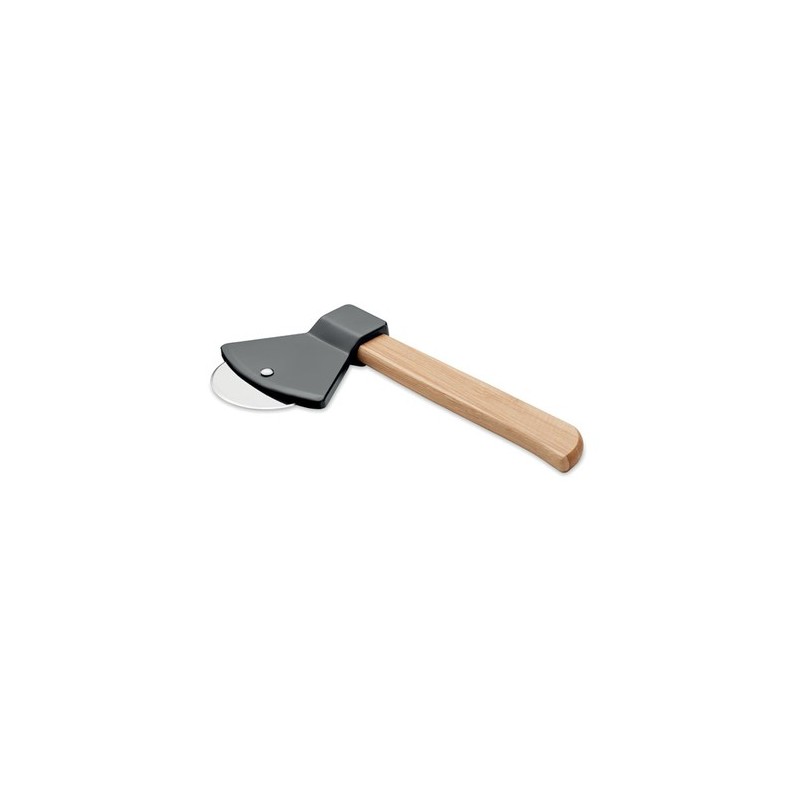 Coupe-pizza personnalisée en bambou avec manche - Ustensile de cuisine ZAZA Matières : bambou Couleurs : noir cadeau entreprise 