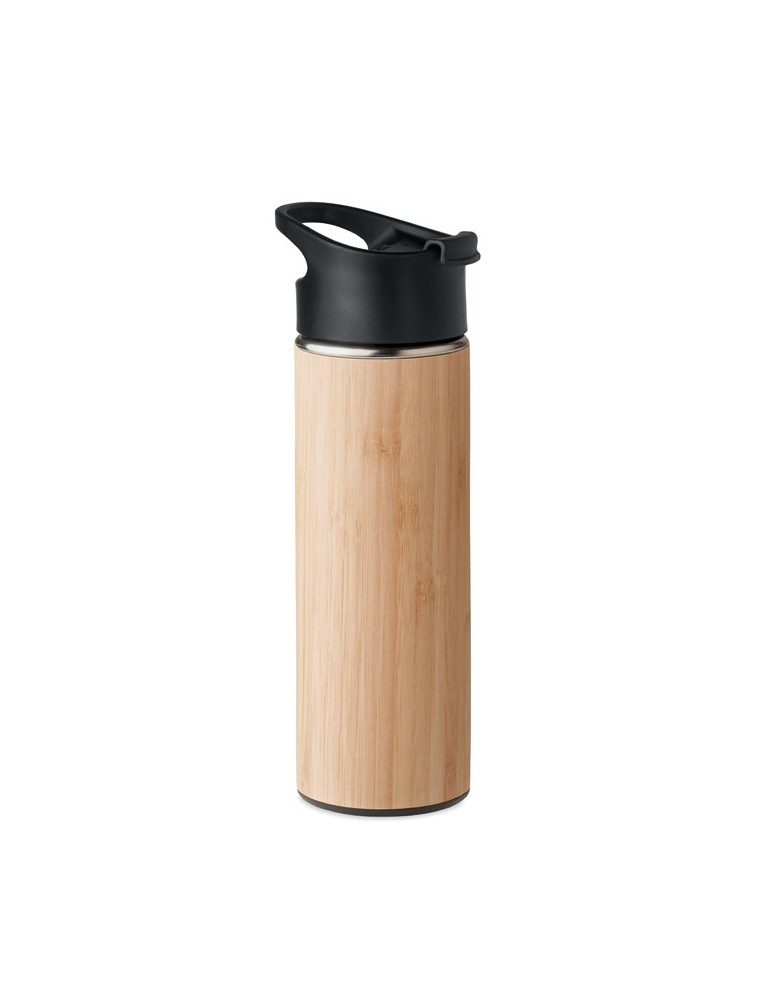Bouteille isotherme en bambou 450ml personnalisée pas cher NANDA
