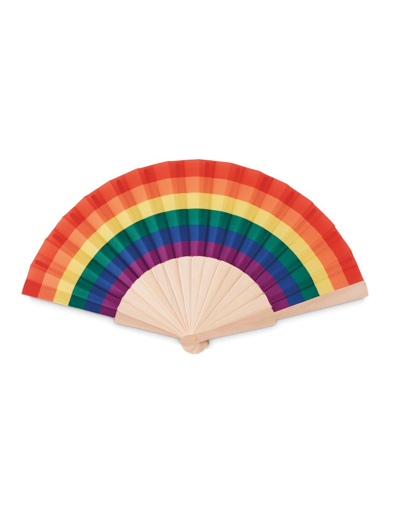 Éventail en Bois Arc-en-Ciel BOWFAN publicitaire personnalisable