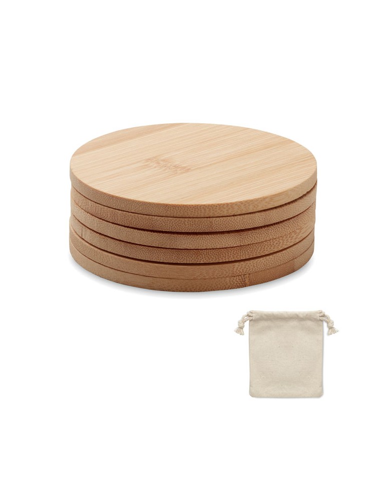 Lot de 6 sous-verres en bambou personnalisés - Arts de la table pas cher