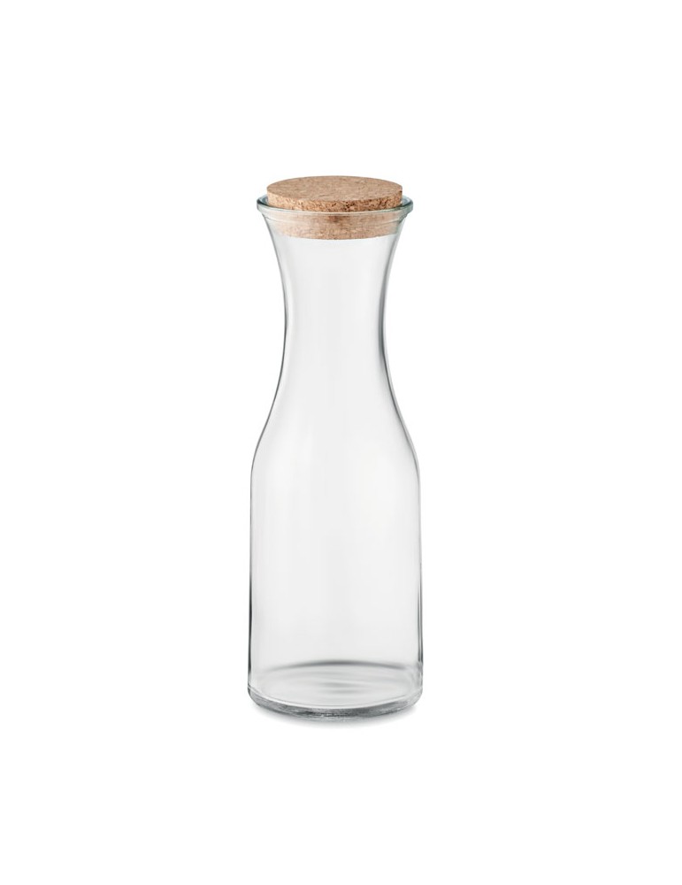 Carafe en verre recyclé de 1L avec couvercle en liège personnalisée pas cher
