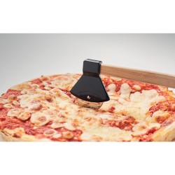 Coupe-pizza personnalisée en bambou avec manche - Ustensile de cuisine ZAZA Matières : bambou Couleurs : noir impression haute d