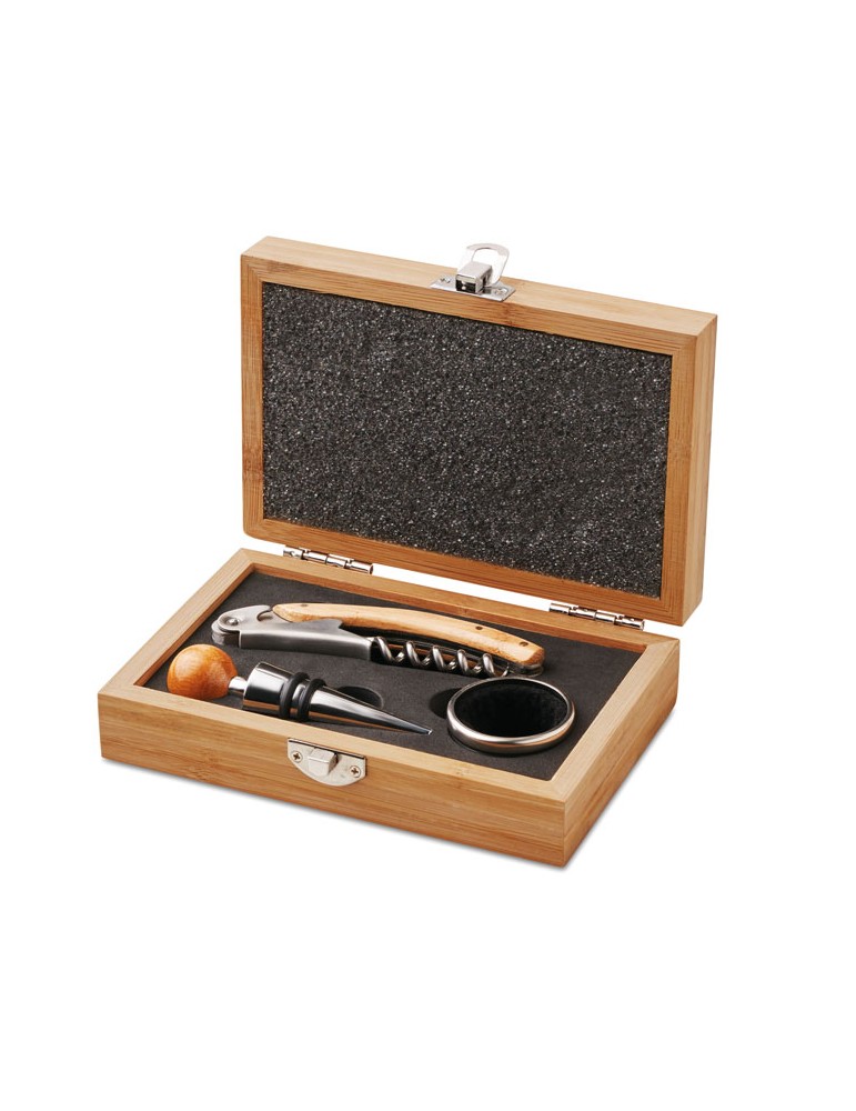 Coffret Sommelier Personnalisé en Bambou - Cadeau Idéal pas cher