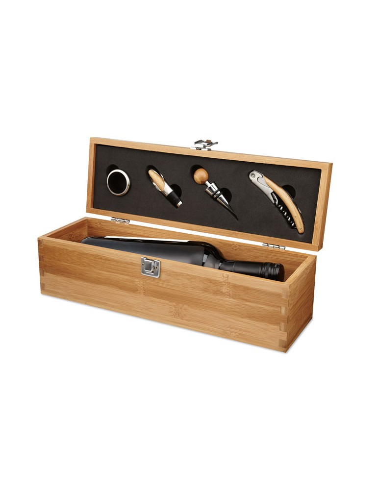 Set à Vin en Bambou Personnalisé TARDOR - Accessoires Offerts pas cher