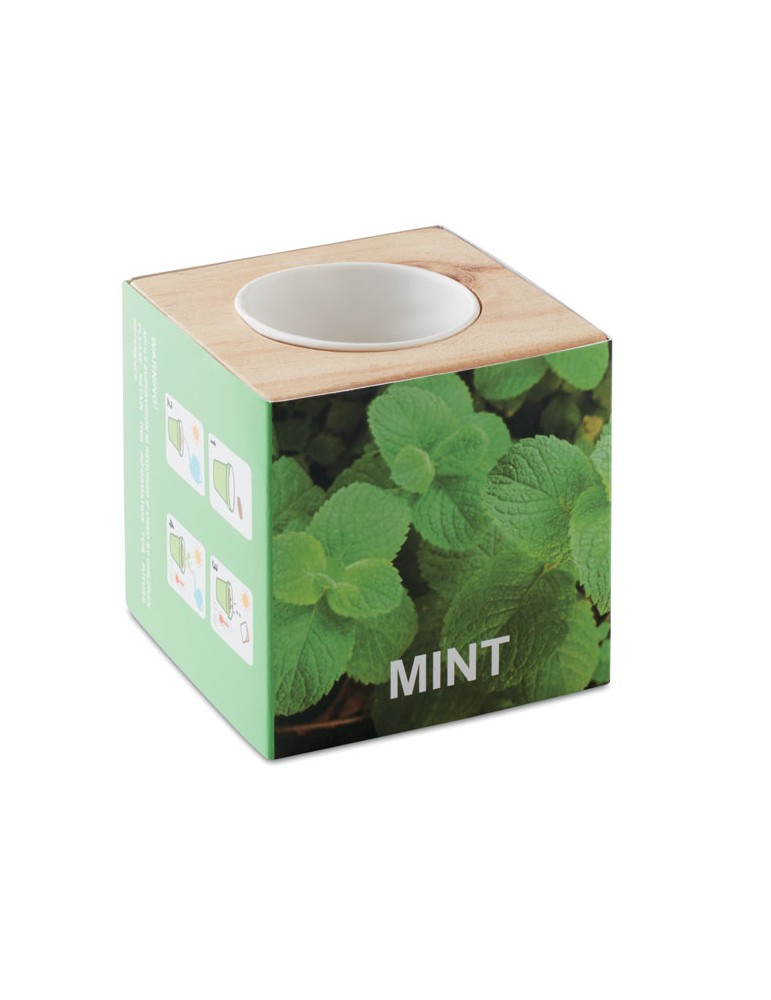 Pot en Bois Menthe Personnalisé Objets Publicitaires