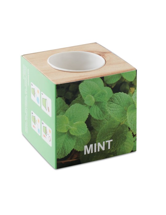 Pot en Bois Menthe Personnalisé Objets Publicitaires