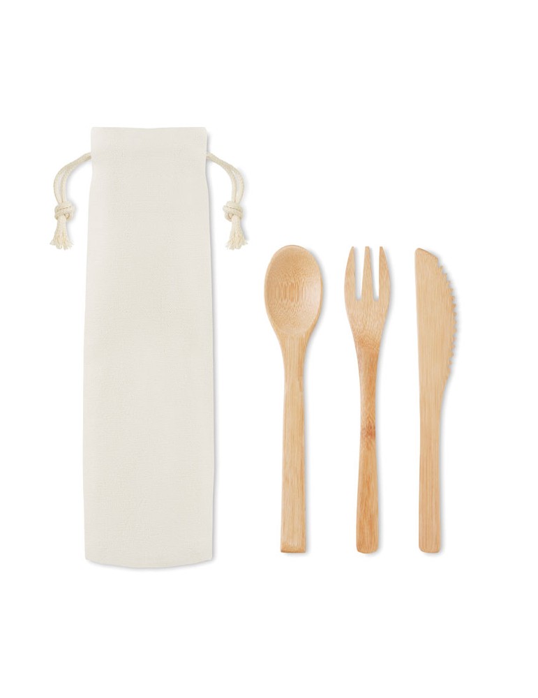 Set de Couverts en Bambou Réutilisables Personnalisé SETBOO pas cher