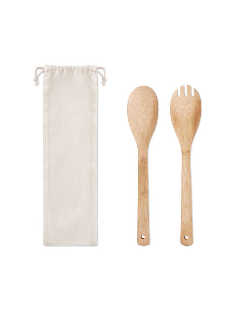 Couverts à salade personnalisés en bambou - MAYEN SET pas cher