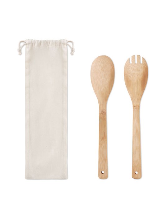 Couverts à salade personnalisés en bambou - MAYEN SET pas cher