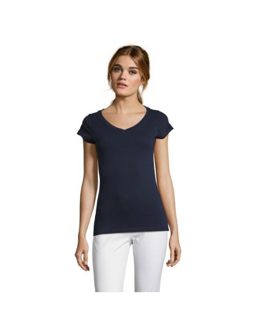T-shirt Femme Col V MOON - 100% Coton Confortable Personnalisé pas cher