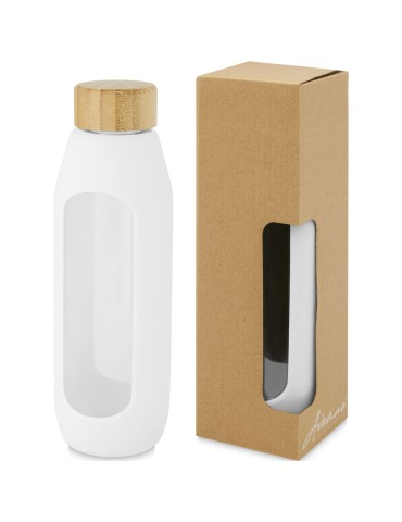 Bouteille Tidan de 600 ml en verre borosilicate avec grip en silicone