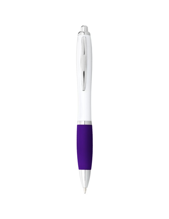 Stylo bille avec corps blanc et grip coloré Nash (encre noire)