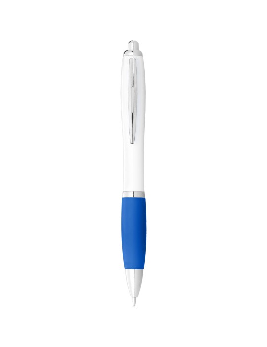 Stylo bille avec corps blanc et grip coloré Nash (encre noire)