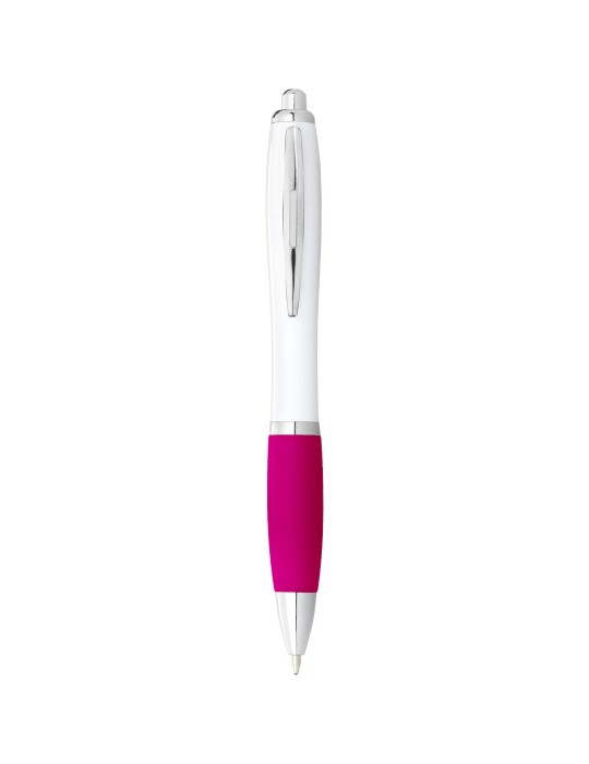Stylo bille avec corps blanc et grip coloré Nash (encre noire)