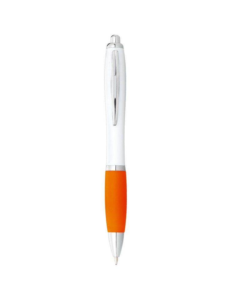 Stylo bille avec corps blanc et grip coloré Nash (encre noire)