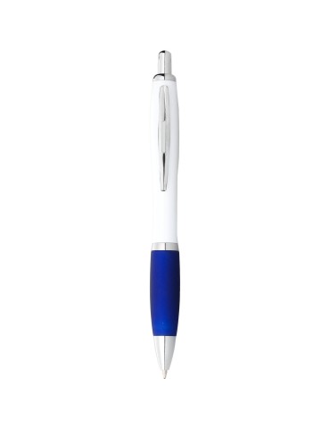 Stylo bille avec corps blanc et grip coloré Nash (encre bleue) 2
