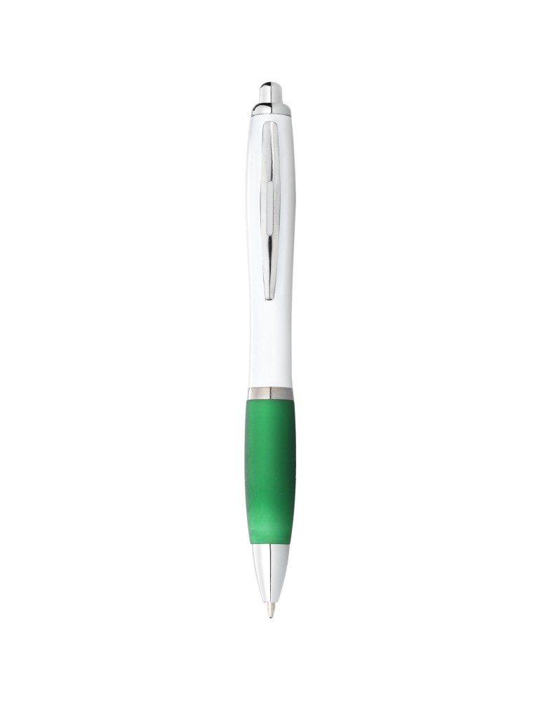 Stylo bille avec corps blanc et grip coloré Nash (encre bleue)