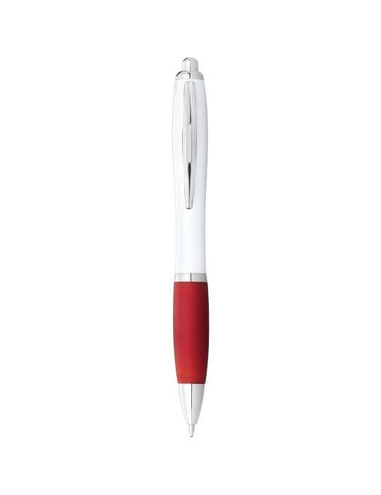 Stylo bille avec corps blanc et grip coloré Nash (encre bleue)