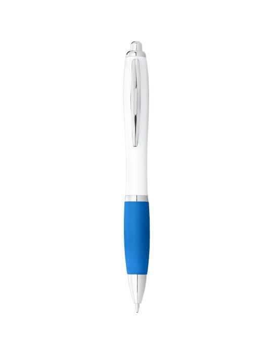 Stylo bille avec corps blanc et grip coloré Nash (encre bleue)