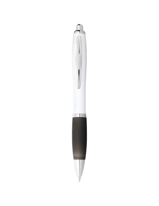 Stylo bille avec corps blanc et grip coloré Nash (encre bleue)