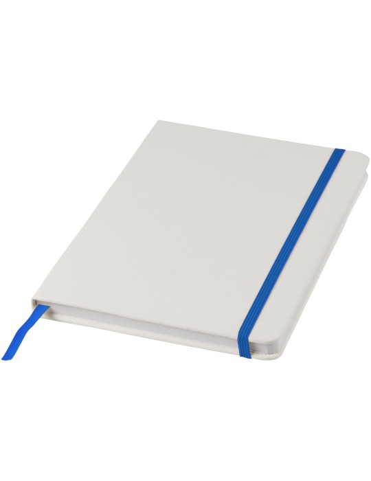 Carnet de notes blanc A5 Spectrum avec élastique de couleur