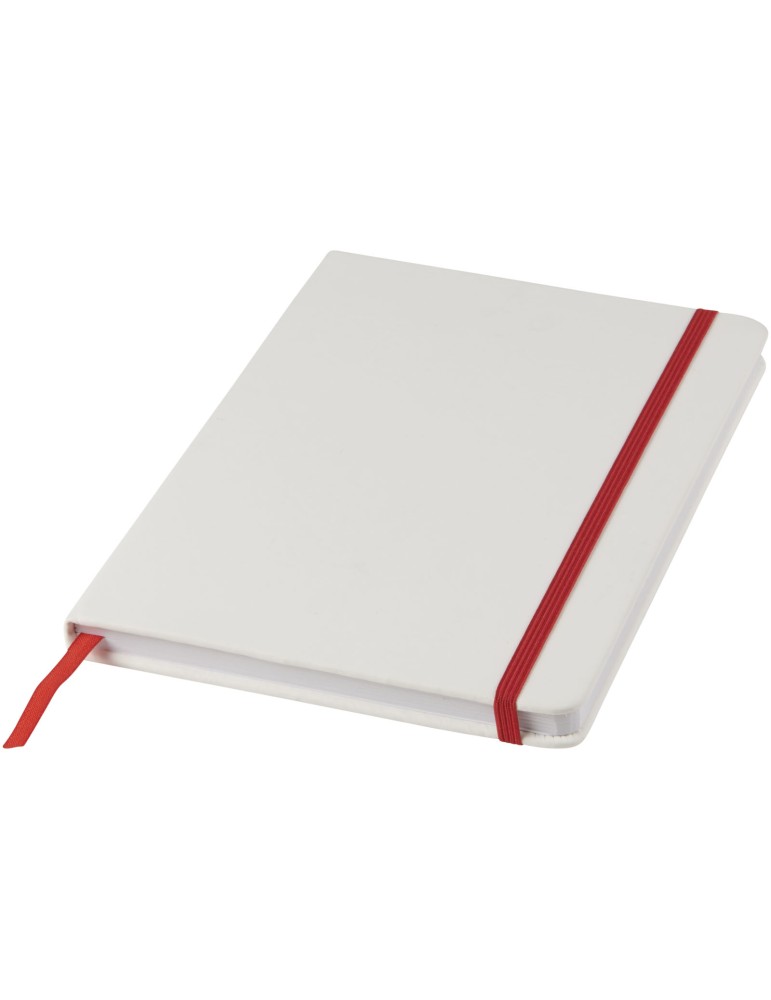 Carnet de notes blanc A5 Spectrum avec élastique de couleur