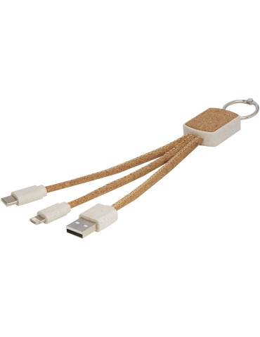 Câble de charge 3-en-1 Bates en paille de blé et liège