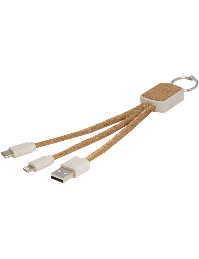 Câble de charge 3-en-1 Bates en paille de blé et liège
