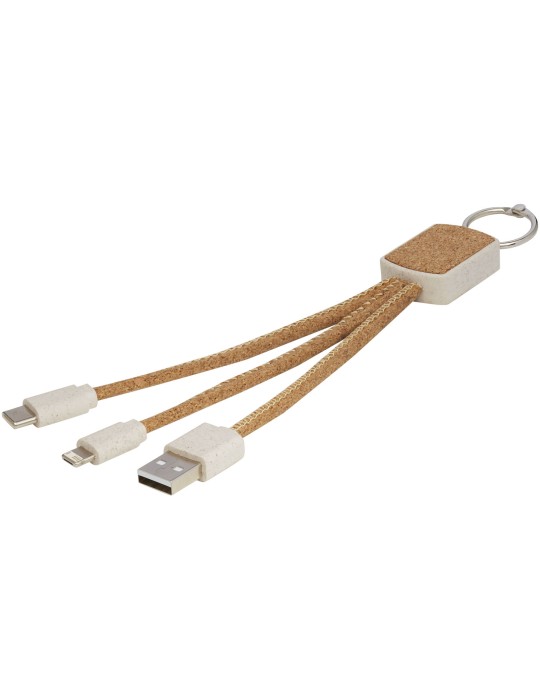 Câble de charge 3-en-1 Bates en paille de blé et liège