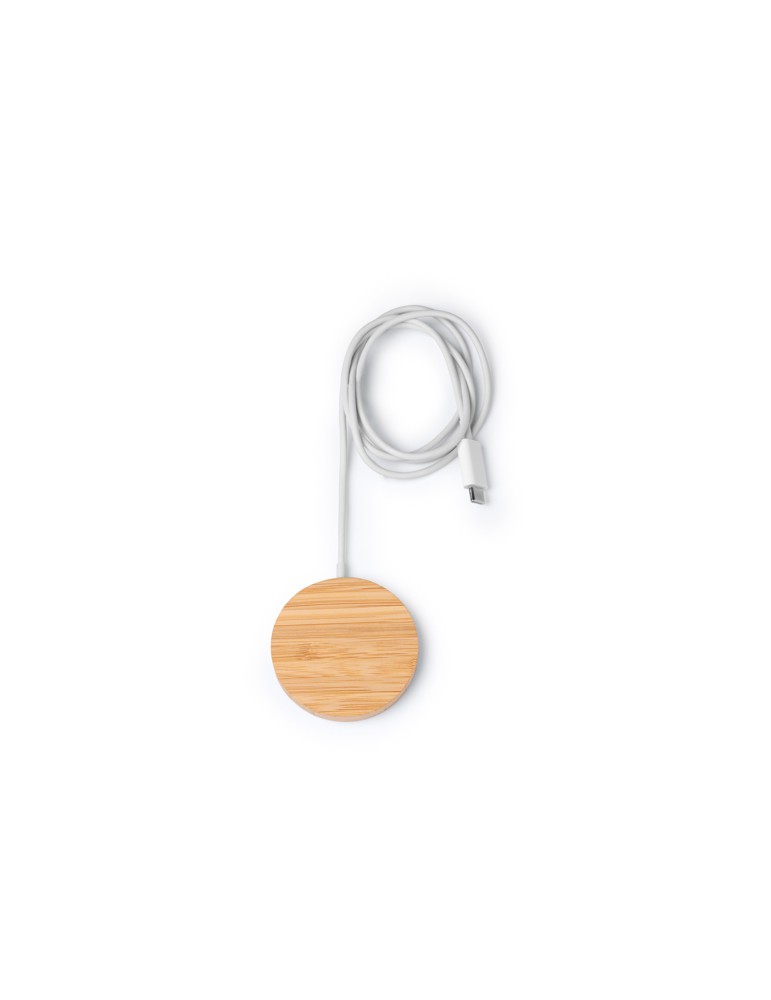 Chargeur magnétique 15 W en bambou, marquage logo | Matix