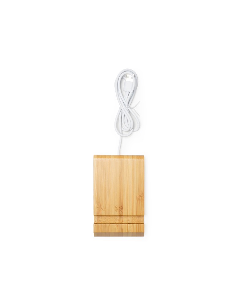 Chargeur sans fil avec support bambou, goodies entreprise | Gamma