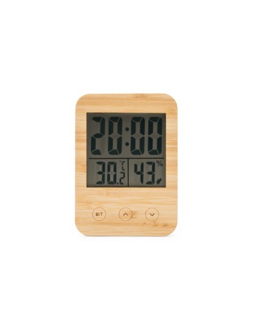 Station météo tactile en bambou, objet publicitaire | Celsius
