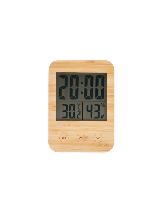 Station météo tactile en bambou, objet publicitaire | Celsius
