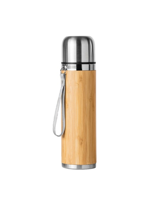 Bouteille isotherme acier et bambou, cadeau client | Fengi
