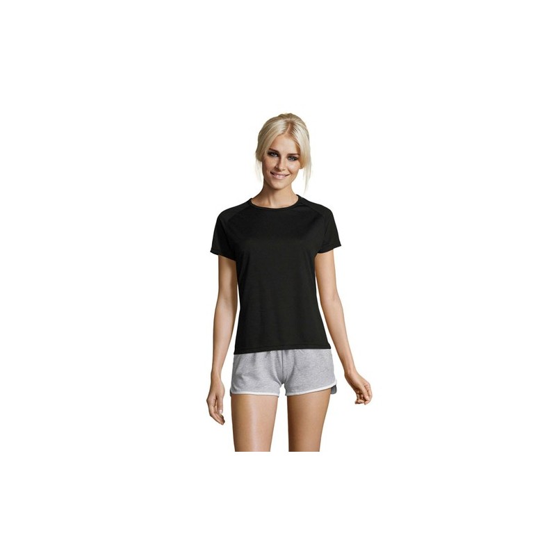 T-shirt Femme Personnalisé Sportif 140g - Sporty Women Matières : PET Taille textile : L Couleurs : noir goodies publicitaire év