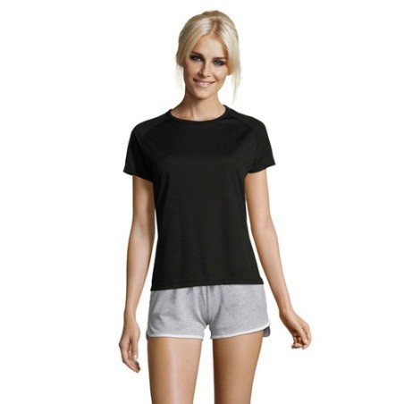T-shirt Femme Personnalisé Sportif 140g - Sporty Women Matières : PET Taille textile : L Couleurs : noir goodies publicitaire év