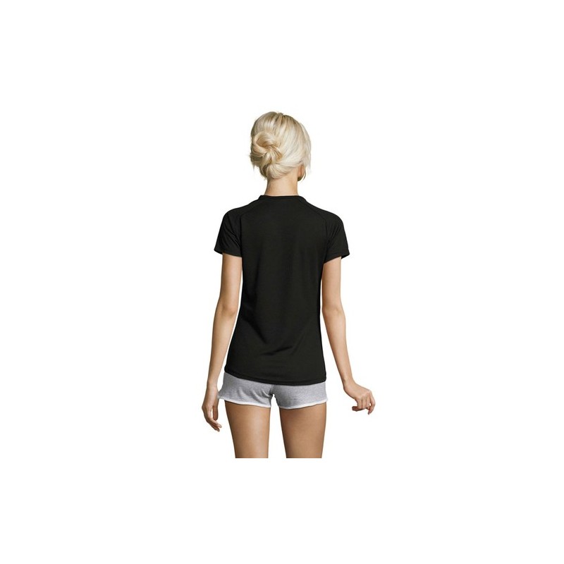 T-shirt Femme Personnalisé Sportif 140g - Sporty Women Matières : PET Taille textile : L Couleurs : noir objet promotionnel éco-