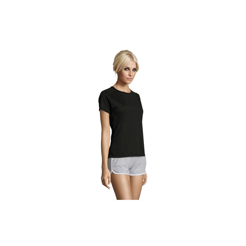 T-shirt Femme Personnalisé Sportif 140g - Sporty Women Matières : PET Taille textile : L Couleurs : noir accessoire événementiel
