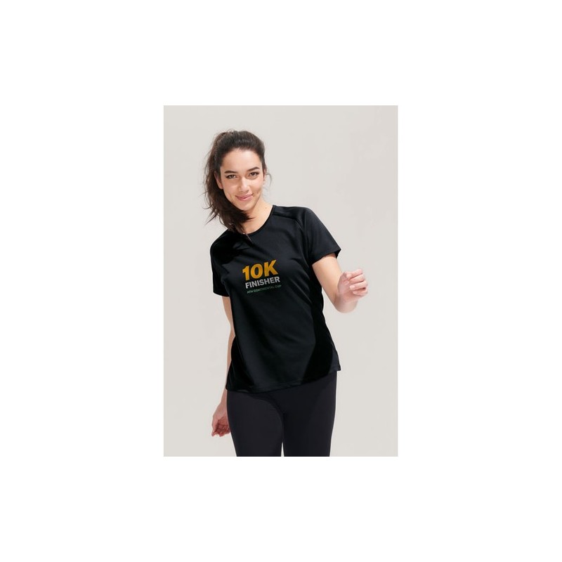 T-shirt Femme Personnalisé Sportif 140g - Sporty Women Matières : PET Taille textile : L Couleurs : noir personnalisation rapide