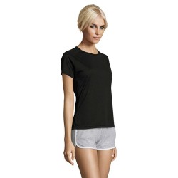 T-shirt Femme Personnalisé Sportif 140g - Sporty Women Matières : PET Taille textile : XXL Couleurs : noir impression logo haute