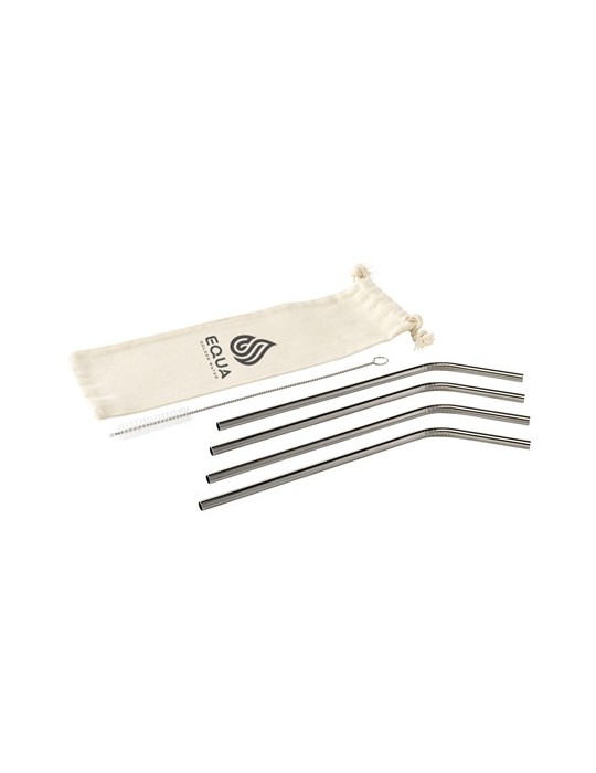 Reusable 4 pieces ECO Straw Set paille acier inoxydable