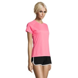 T-shirt Femme Personnalisé Sportif 140g - Sporty Women Matières : PET Taille textile : L Couleurs : rose fluo goodies personnali