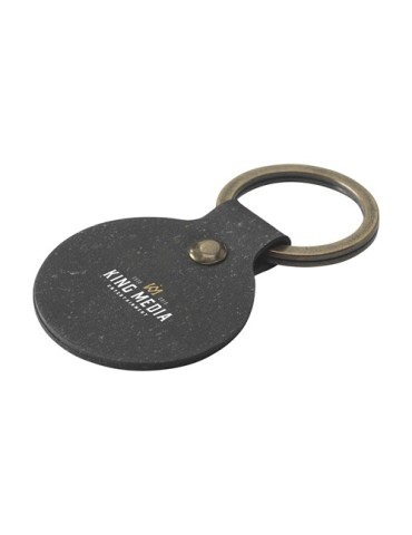 Recycled Leather Keyring Round porte-clés