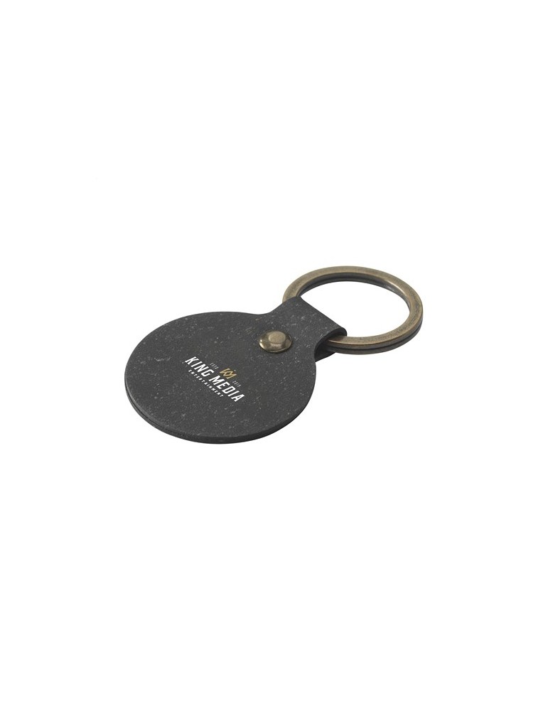 Recycled Leather Keyring Round porte-clés