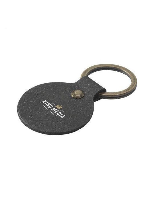 Recycled Leather Keyring Round porte-clés