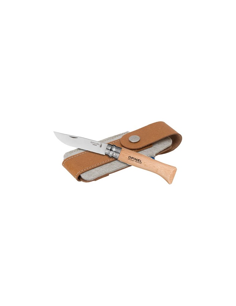Opinel Inox No 08 couteau de poche en étui à couteau