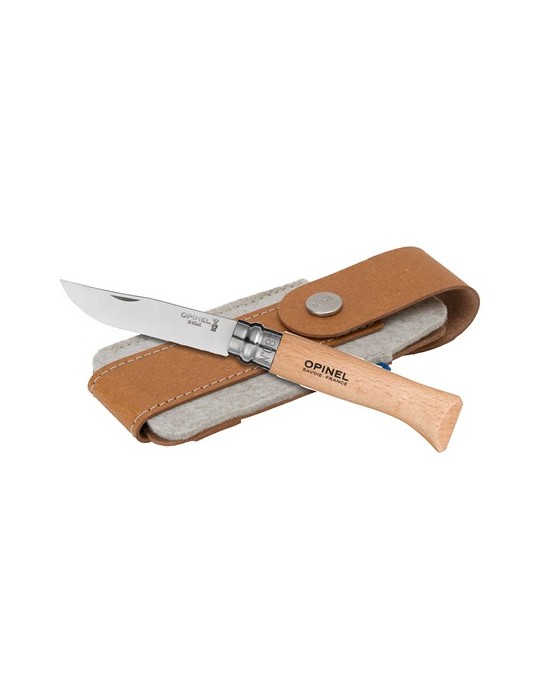 Opinel Inox No 08 couteau de poche en étui à couteau