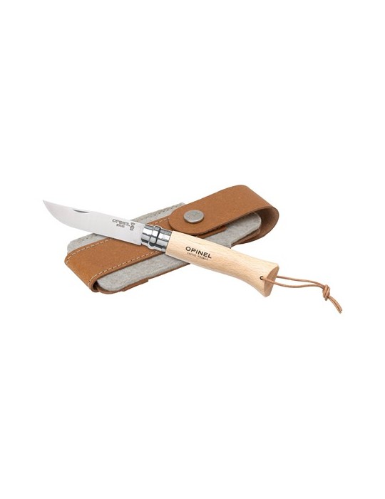 Opinel Inox No 8 couteau de poche en étui à couteau