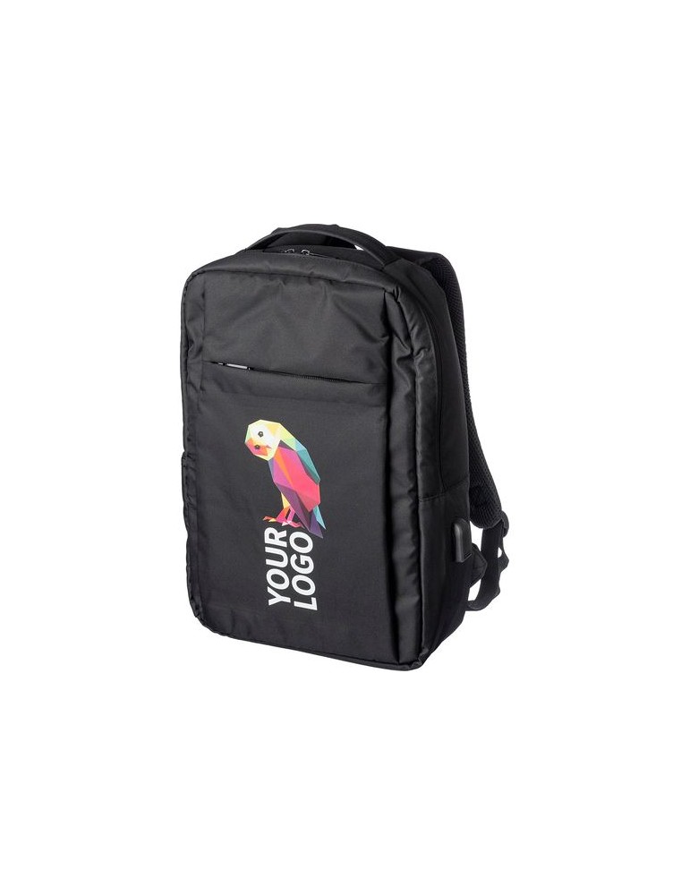 Sac à dos porte-ordinateur en polyester rPET personnalisé Jesse pas cher